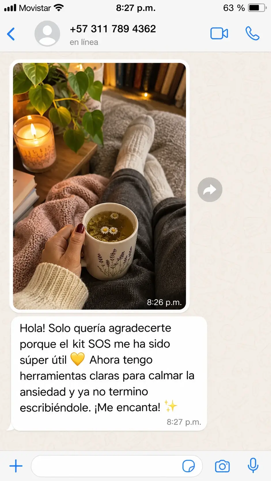 Testimonio de WhatsApp: el kit SOS me ha sido súper útil y ya no termino escribiéndole